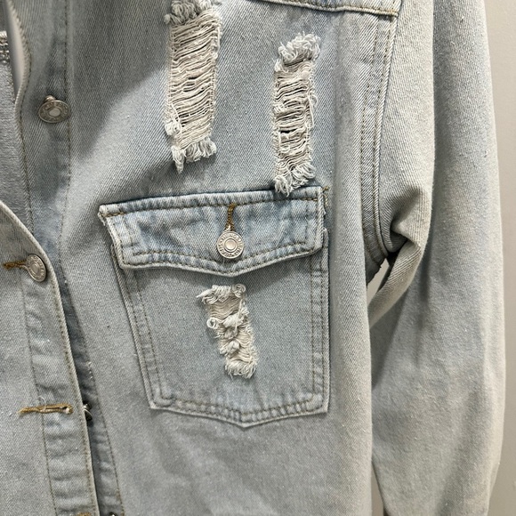 Distressed Denim Shirt Dress - Picture 4 of 5